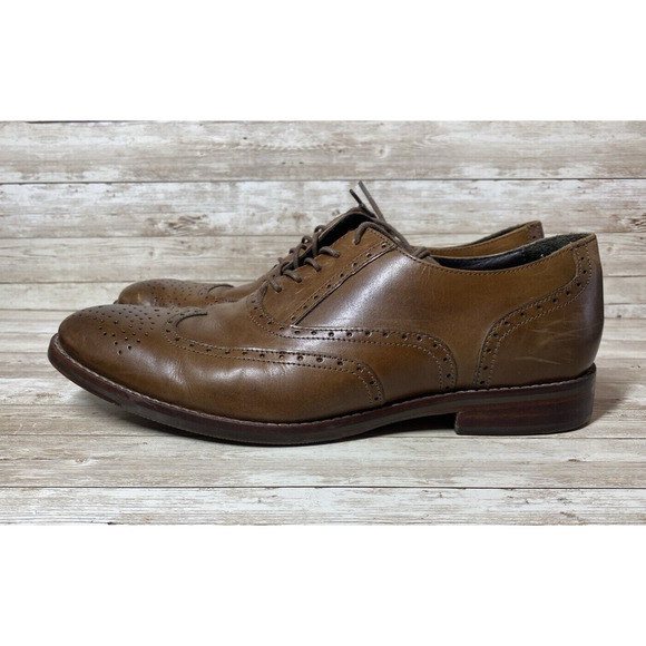 J & M 1850 Shoes Mens 10.5 Brown Leather Wingtip Oxford Laced Brazil main image 10